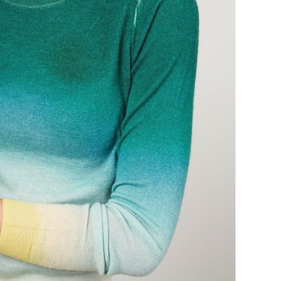 Paychi Guh Watercolor Green Yellow Worsted Cashmere Sweater Size XS - Picture 5 of 12